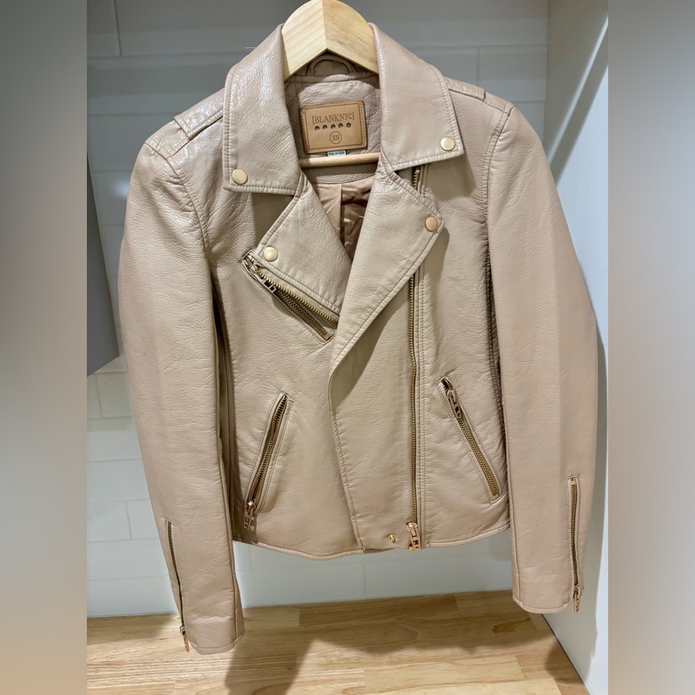 BLANKNYC Beige Vegan Leather Jacket